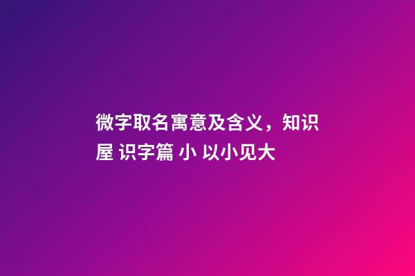 微字取名寓意及含义，知识屋 识字篇 小 以小见大-第1张-观点-玄机派